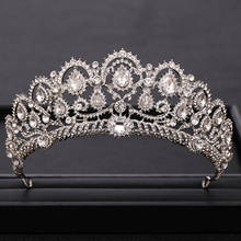 Tiara de boda Vintage, corona de Reina, diamantes de imitación, cristal, color plateado, Tiara nupcial, tocado, vestido, joyería, accesorios para el cabello de boda 2024 - compra barato