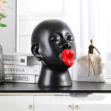 Скандинавский креативный смоляный большой черный человек с красными губами скульптура украшения дома гостиной настольные статуэтки ремесла декорации для офиса отеля 2024 - купить недорого