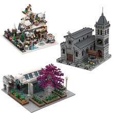 Moc arquitetura cidade bloco de construção, cena medieval modular construindo tijolo modelo de brinquedo para crianças presentes de aniversário 2024 - compre barato