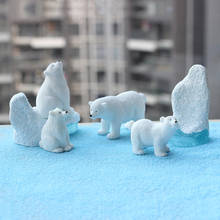 Urso polar modelo geleiras cena ornamentos pequeno urso fada jardim miniatura resina animal decoração estatueta figura de ação brinquedos 2024 - compre barato