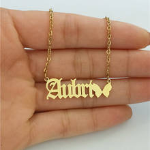 Personalized Name Necklace Stainless Steel Customized Nameplate With Old English Font Butterfly Custom Pendant Jewelry Gifts 2024 - buy cheap