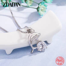 ZDADAN 925 Sterling Silver Zircon Dolphin Necklace For Women Box Chain Sweet Jewelry Gift 2024 - buy cheap