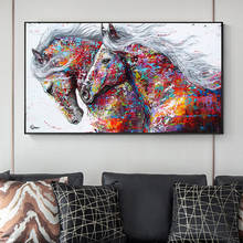 Modern Graffiti Two Running Horses Wall Art Posters and Prints Animal Canvas Painting On The Wall Pictures for Living Room Decor 2024 - buy cheap