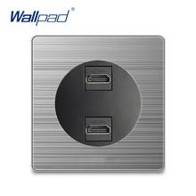 Wallpad 2 HDMI-compatible Wall Power Socket Electric Outlet Silver Stainless Steel Panel For Home For Data Transmission 2024 - buy cheap