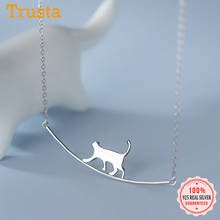 Trustdavis Real 925 Sterling Silver Fashion Sweet Animal Cat Clavicle Necklace For Women Wedding Party Fine S925 Jewelry DA1580 2024 - buy cheap