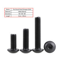 M3 M4 M5 304 Stainless Steel Pan Round Head Hexagon Bolts Black Button Head Hex Socket Screws DIN7380 Hardware 2024 - buy cheap