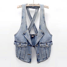 Vintage Denim Vest Women Spring Autumn Fashion Femme Slim Sleeveless Jacket Casual Short Jeans Waistcoat Ladies Tops H1201 2024 - buy cheap