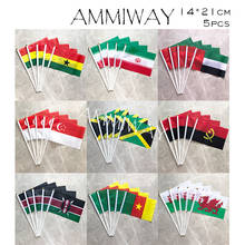AMMIWAY-banderas de mano de países del mundo, 14x21cm, 5 uds., Ghana, Iran, Emiratos Árabes Unidos, Singapur, Ghana, Nigeria, Senegal, Gales 2024 - compra barato