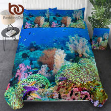 Conjunto de cama de peixes tropicais beddingoutlet, edredon coral, roupas de cama para o mundo subaquático, estampa 3d, edredon colorido 2024 - compre barato