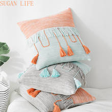 Cable Knit Cushion Cover Vintage Grey Blue Orange Tassels  Pillow Case  45cm*45cm Soft Home Decorative Pillow cover 2024 - buy cheap