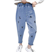 Jeans de meninas com letras para crianças, estilo casual de meninas, primavera, outono, roupas para meninas 6, 8, 10, 12, 14 2024 - compre barato