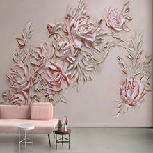 Пользовательские фото обои 3D стерео Розовый рельеф розы росписи гостиной спальни романтический домашний декор Креативные обои 2024 - купить недорого