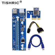 TISHRIC-Tarjeta PCIE PCI-E Riser 006C PCI E X16 PCI Express GPU de 6 pines a SATA 1X 16X, extensor LED para minería ETH BTC, 50 Uds. 2024 - compra barato