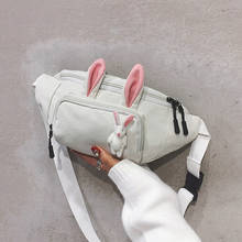 Cute Rabbit Waist Packs for Women Casual Canvas Shoulder Bag Student Crossbody Chest Bag Purse Small Pack 2024 - buy cheap