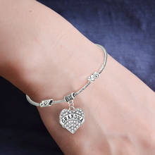 Charm GRANDMA Rhinestone Loving Heart Pendant Chain Bracelet Sister Mother Father Grandma Gifts Charm Bracelet Teacher Gift 2024 - compre barato