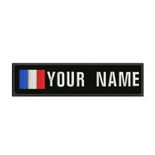 Французский флаг 10х2, 5 см, вышивка под заказ, имя, заплатка с текстом, нашивка в полоску, прошивка или липучка, накладки для одежды 2024 - купить недорого