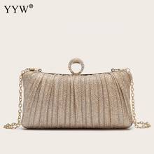 Luxury Evening Clutch Bags Fashion Rhinestone Satin Pleated Women Evening Bag Wedding Party Handbag Clutches Purse Bolsos Mujer 2024 - buy cheap