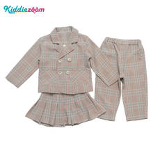 Girls Set 2PCS/Lot Skirt Fashion Pants Plaid Coat Children Clothes Cotton Girls Clothing Sets Full Sleeve 2024 - buy cheap