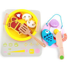 Wooden Kitchen Food Toys Simulation Kitchenware Play Set Pretend Play Hot Pot Fish Vegetable Omelette Children Play House Toys 2024 - buy cheap