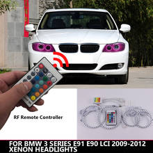 RF remote Multi-Color Ultra bright RGB LED Angel Eyes DRL For BMW 3 Series E91 E90 LCI 2009-2012 Xenon headlights 2024 - buy cheap