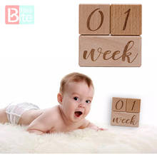 3Pcs/Set Handmade Baby Milestone Cards Square Engraved Wood Infants Bathing Gifts Newborn Photography Calendar Photo Accessories 2024 - buy cheap