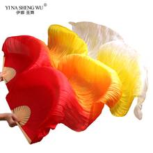 High Quality 100% Real Silk Veils 1Piece Right Hand/1 Pair Long Silk Fans Hand Made Colorful Belly Dance Accessory Fans on Sale 2024 - buy cheap