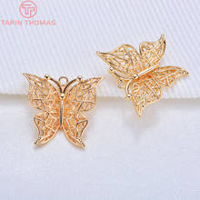 (1101)6PCS 20x19MM 24K Gold Color Plated Brass  Butterfly Charms Pendants High Quality Jewelry Accessories 2024 - buy cheap