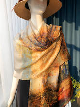 Romantic maple leaf  silk scarf female winter Korean version wild long silk scarf Lady Women shawl dual-use 2024 - buy cheap
