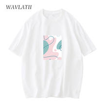 WAVLATII New Cotton Short Sleeve T shirts for Women Lady Fashion Print Green Tees Female White Black Tops for Summer WT2117 2024 - buy cheap