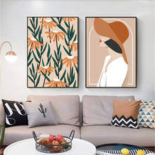 Fashion Girl Abstract Plants Poster Canvas Painting Vintage Art Wall Picture Print For Living Room Bedroom Nordic Decoration 2024 - buy cheap