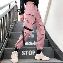 Women Harajuku Embroidery Casual Cargo Pants Joggers Solid Big Pocket High Waist Loose Female Sweat Pants Autumn Streetwear New 2024 - buy cheap