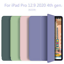Capa inteligente para ipad pro, 12.9 polegadas, com suporte para lápis, três dobras, compatível com ipad pro 2020, 4ª geração, modelo a2229 2024 - compre barato