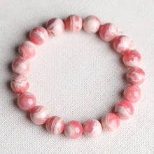 Red Pattern Stone Rhodochrosite Natural Crystal Bracelets Pink Peach Pattern Bracelet Simple Popular Crystal Jewelry 2024 - buy cheap