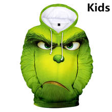 Moletom com capuz infantil 2 a 14 anos, estampa de filme macaco verde 3d, casaco de desenho animado engraçado para meninos e meninas 2024 - compre barato