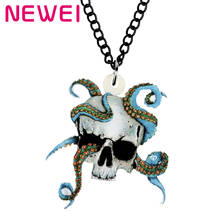 Newei акриловый ожерелье в виде черепа осьминога на Хэллоуин, Реалистичная подвеска, цепочка, ювелирные изделия для женщин, девушек, друзей, Подарочные Подвески 2024 - купить недорого