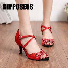 Hipposeus New Women Girls Dance-Shoes Latin Ballroom Tango Modern Dance Shoes Ladies Female Soft Bottom Sandal Dancing Shoes Red 2024 - buy cheap