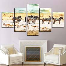 Quadros de lona modernos para sala de estar, arte de parede com 5 painéis para iluminação, africano, estampa hd, poster modular 2024 - compre barato