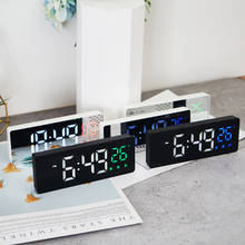 Reloj despertador Digital con espejo LED, despertador de mesa, luz electrónica de gran tiempo, pantalla de temperatura, decoración del hogar 2024 - compra barato