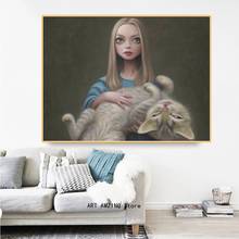 Mark Ryden《Girl and cat》Canvas Art Oil painting Artwork Poster Picture Modern Wall Decor Home Living room Decoration 2024 - buy cheap
