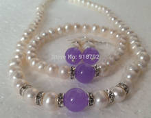 P & P-Conjunto de collar y pendientes, pulseras con perlas cultivadas blancas de Akoya/alejandrita, 7-8MM 2024 - compra barato