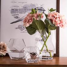 Florero de cristal transparente para decoración de habitación, flores para jarrón de decoración del hogar, nórdico 2024 - compra barato