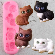 Moldes de silicone de gato fofo 3d topper, ferramentas de decoração de bolo com argila de polímero, molde para doces, chocolate, pasta de goma 2024 - compre barato