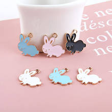 Newest 40pcs/Lot Enamel Alloy Charms Kawaii Animal Rabbit Oil Drop Gold Tone Plated Cute Earring Ornament Pendant Charm craft 2024 - buy cheap