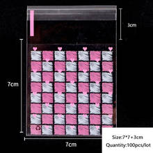 50 шт./лот 2021 Новогодний подарок самоклеящаяся пластиковая целлофановая Сумка розовая белая любовь клетчатая Свадебная вечерние Декор цветные пластиковые пакеты 2024 - купить недорого