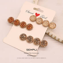 Sempli Crystal Hair Clips Pin for Women Fashion Geometric Flower Barrettes Headwear Girls Sweet Hairpins Hair Accessorie 2024 - buy cheap