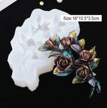 Molde de resina transparente de silicone, faça você mesmo, processo de decoração, molde de resina epóxi em formato de rosa para moldes de joias 2024 - compre barato
