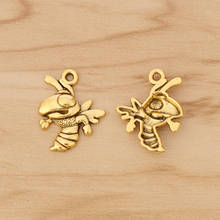 Pingentes para colar, abelha dourada antiga, abelha, colar para pulseira, brinco, jóias, x 10mm 2024 - compre barato