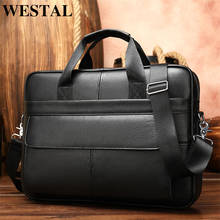 WESTAL Leather Briefcase Laptop Messenger Bag for Document A4 Men's Briefcase Business Work Bag Computer Shoulder Top Handle Bag 2024 - buy cheap