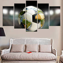 HD Printed 5 Piece Canvas Art Soccer Painting world Map Wall Pictures Modular Poster Home Decor frame 2024 - buy cheap