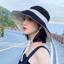 Korean Black Bucket Hat Women Summer Anti-sunburn Fisherman Cap Ladies Outdoor Wide BrimSun Hat Women Beach Suncreen Hats Panama 2024 - buy cheap